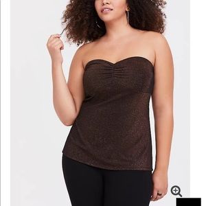 Nwt Torrid size 6 Metallic Knit Ruched Tube Top